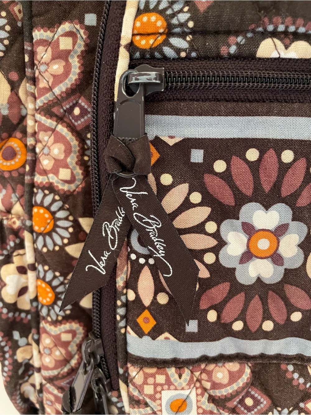 Vera Bradley Canyon Campus Backpack Retired Brown Floral Quilted Travel School - Picture 2 of 16